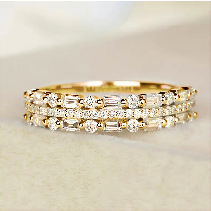 Mehrschichtiger Ring Dreischichtiger feiner Kreislinien-Design für Frauen, Vollfinger-Ringe, Schmuckgeschenke
