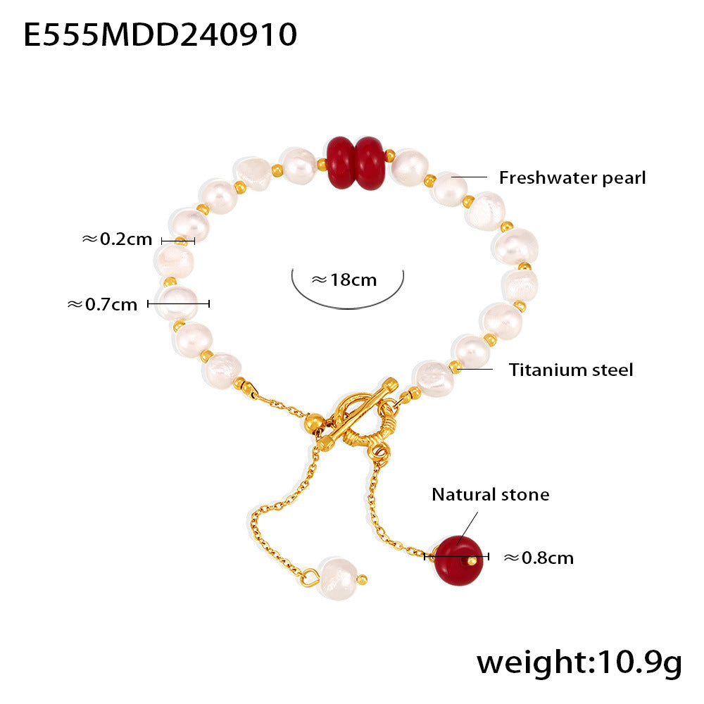 Pulsera de perlas de agua dulce para mujer, estilo versátil para el día a día