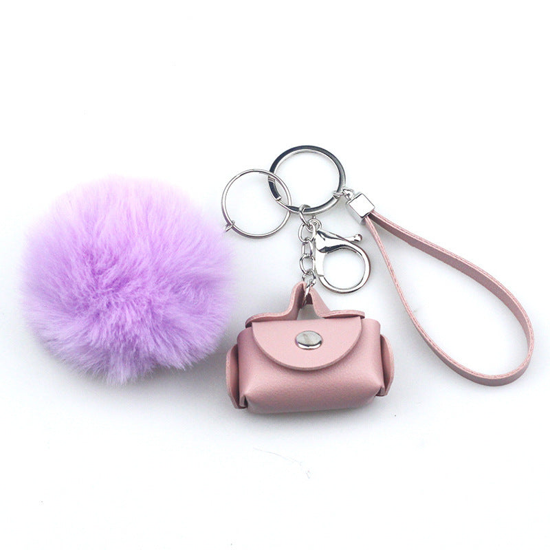 Llavero de bolso de cuero creativo con adornos de moda