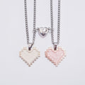 2pcs Magnetic Heart-shaped Mosaic Necklace Fashion Personality Couple Love Necklace For Valentine's Day