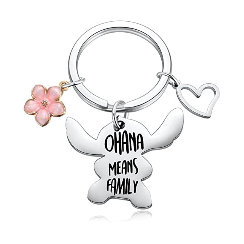 OHANA Means Family Halskette Edelstahl Schlüsselanhänger Anhänger