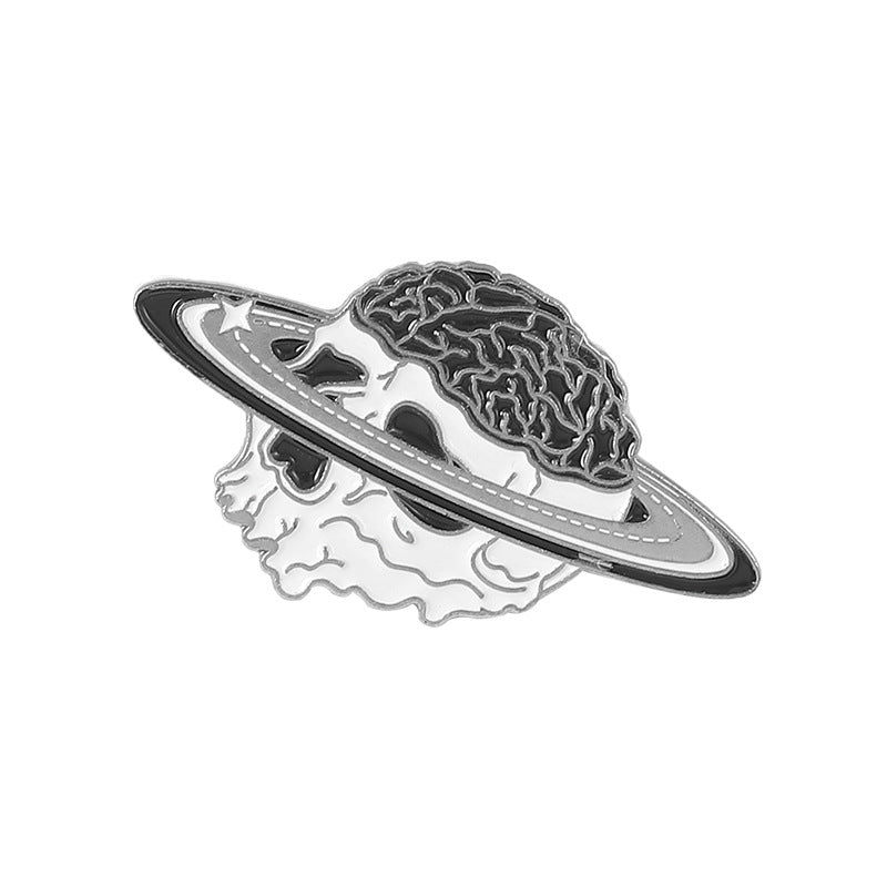 Broche de Calavera, Cabeza de Gato Negro, Insignia de Metal Horripilante