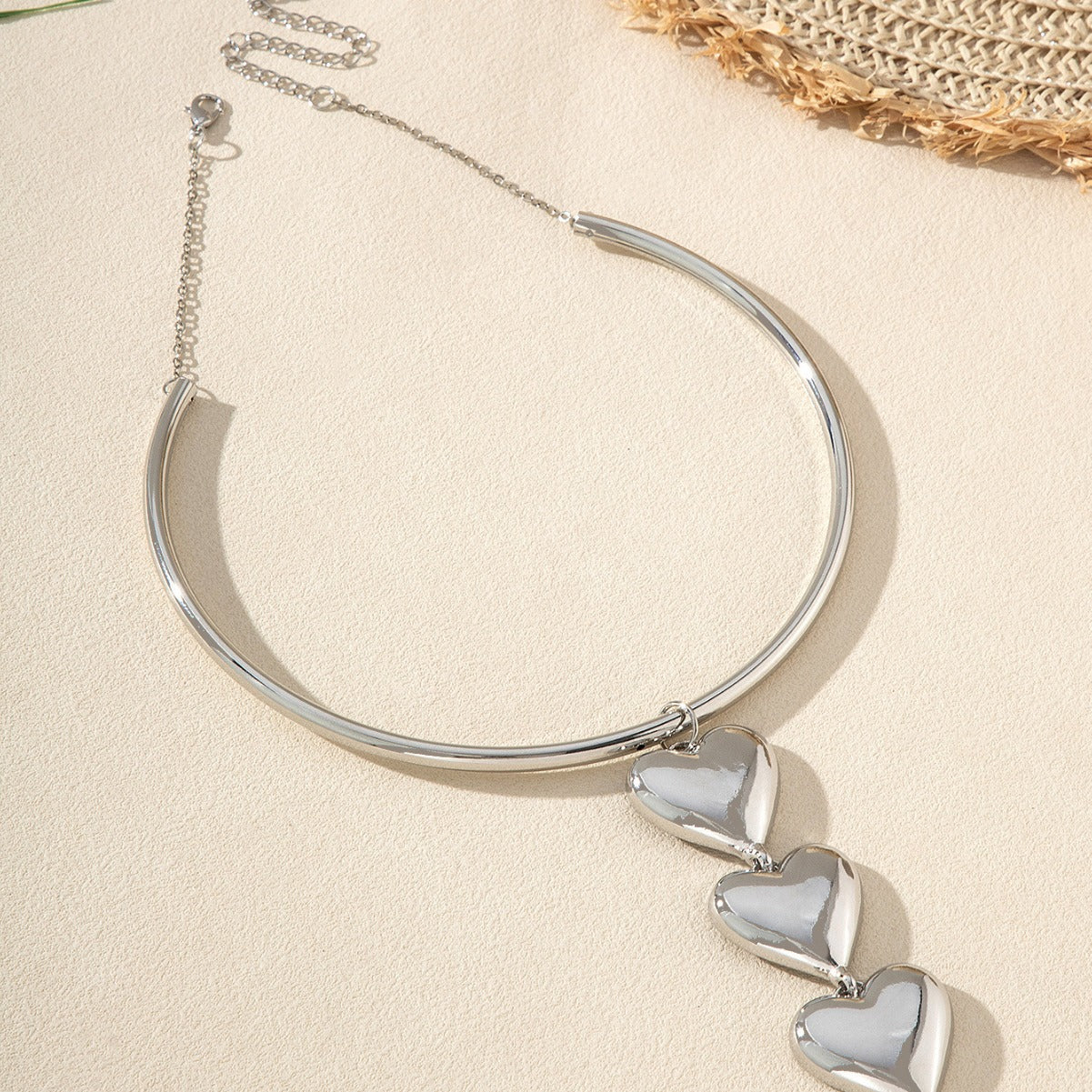 Exaggerated Glossy Metal Heart Bracelet Temperament Women's