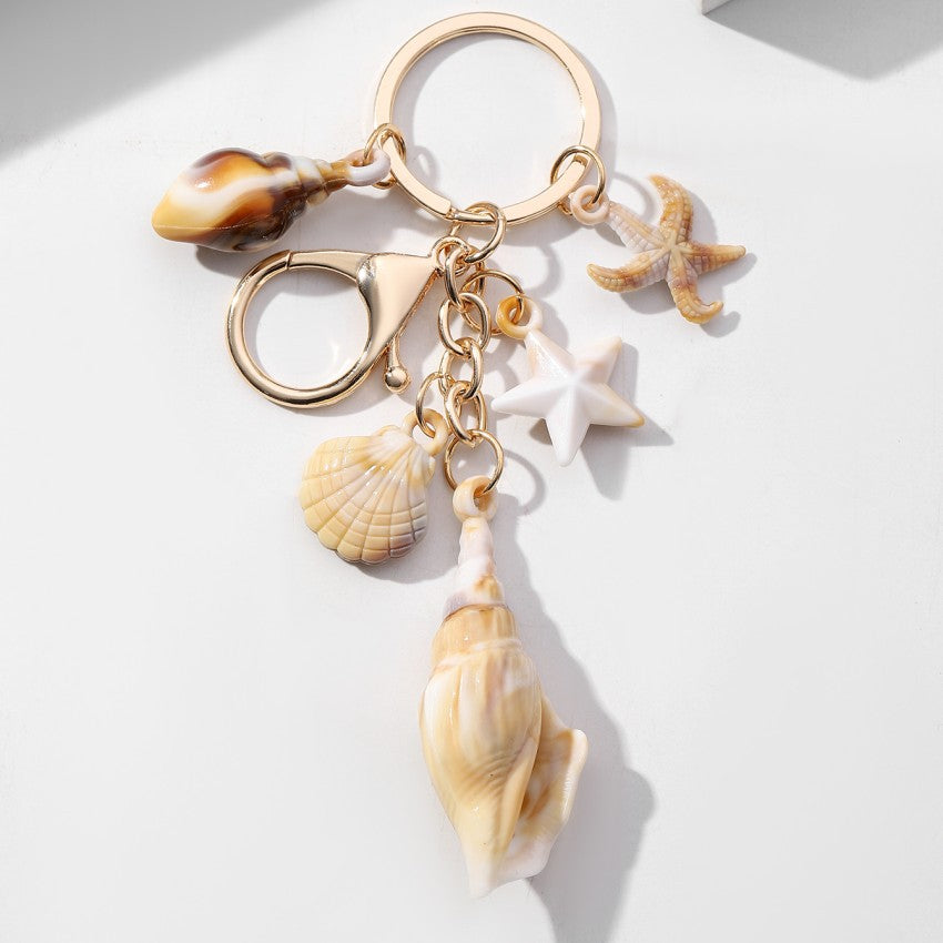 Simulation Shell Conch Starfish Five-pointed Star Pendant Keychain