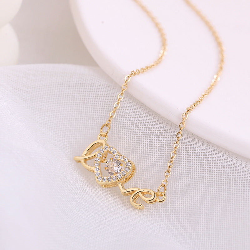 Valentinstag Geschenk Neue Titanstahl Halskette Mode Neue Liebe Smart Halskette Damen Schlüsselbeinkette Modeschmuck Frau