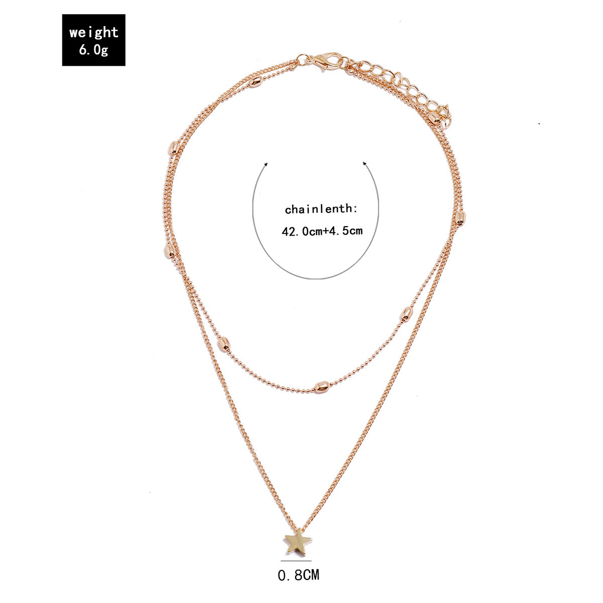 Double-layer Disc Crescent Necklace, A Set Of Five-pointed Star-shaped Pendants, Stacked Crescent Moon Pendants