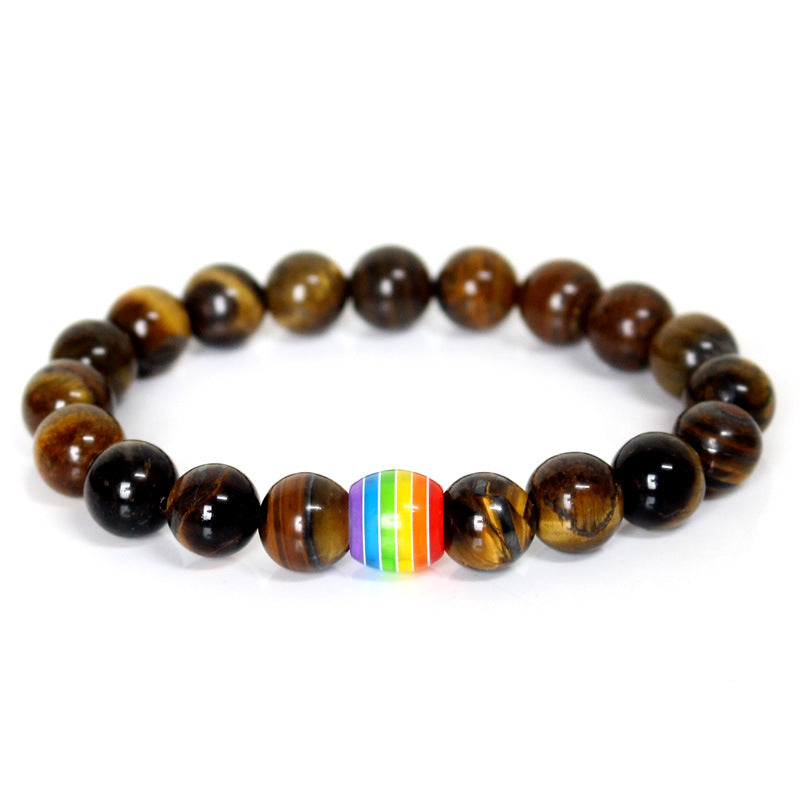 Regenbogen Perlenarmband Stolz Naturstein Strang Paar Armbänder