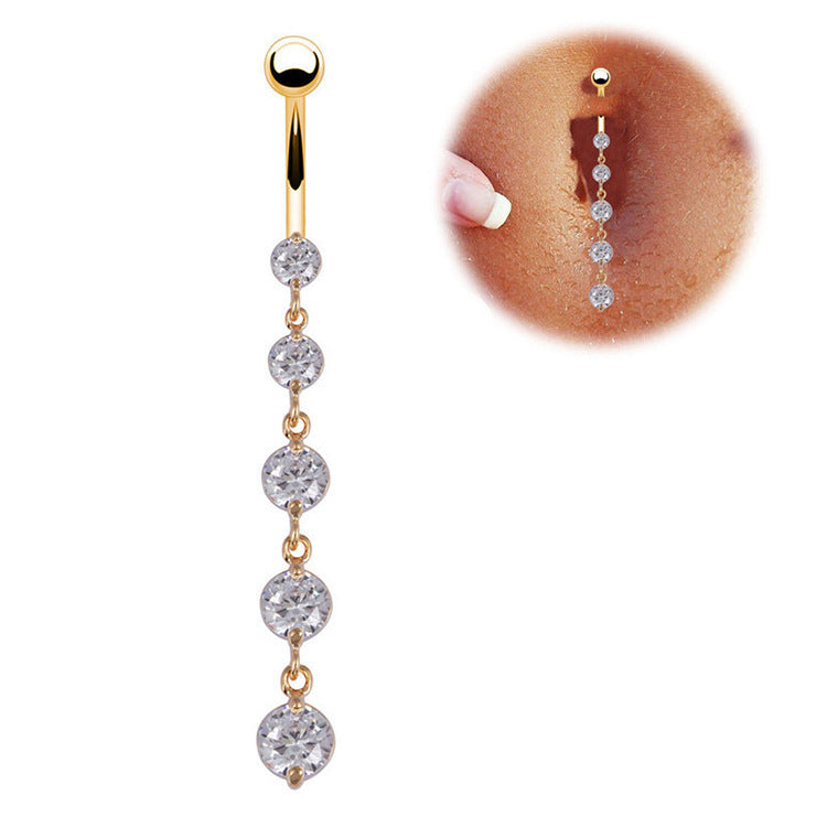 Piercing de ombligo con forma de corazón con gema de cristal