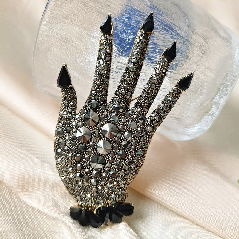 Metall Voll Diamant Handfläche Brosche Kreativer Strass