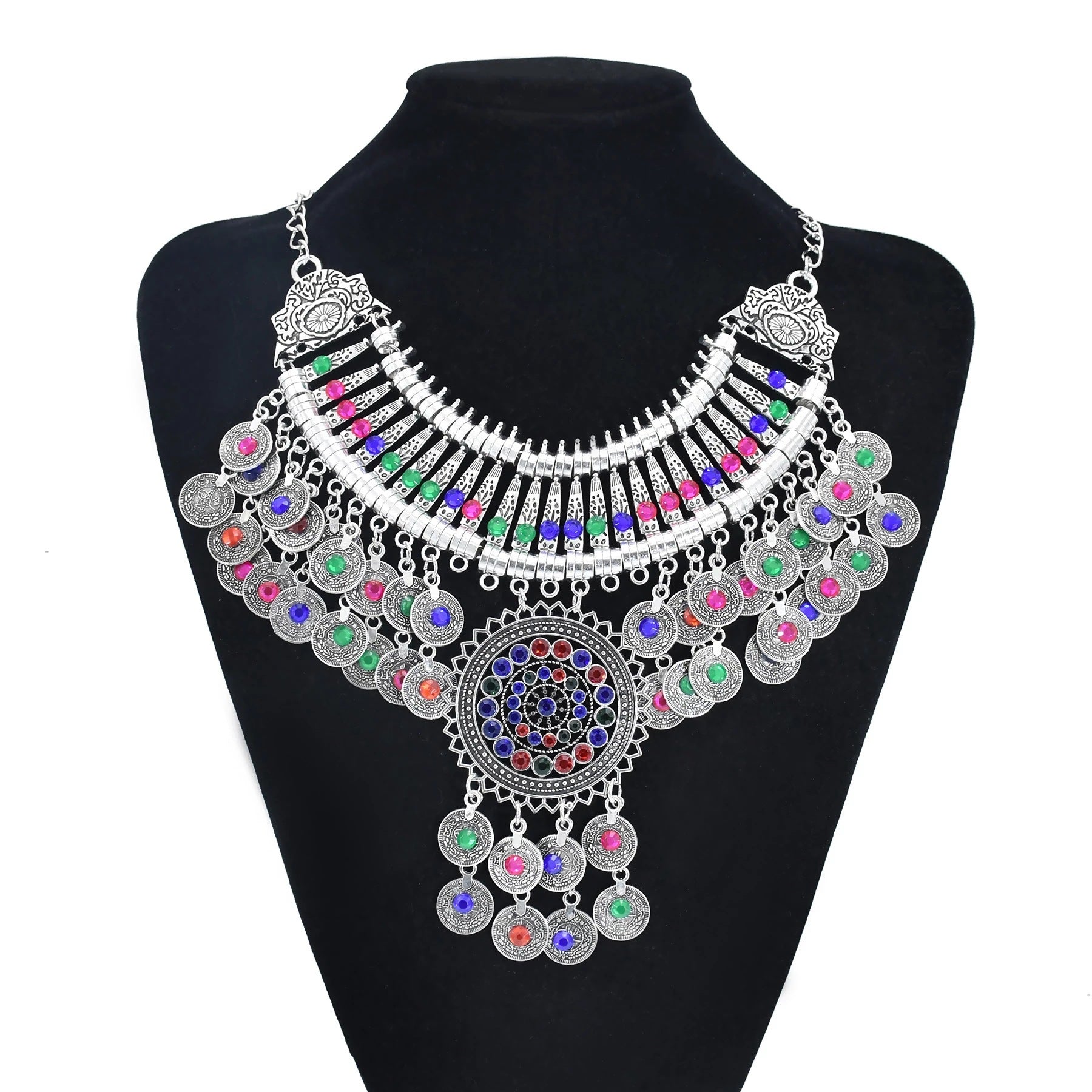Boho Vintage Halskette Ohrringe Tiara Set