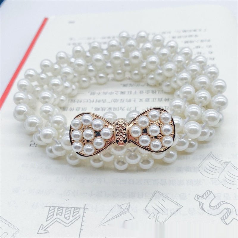 Joyería de moda para mujer, cadena de cintura con perlas blancas