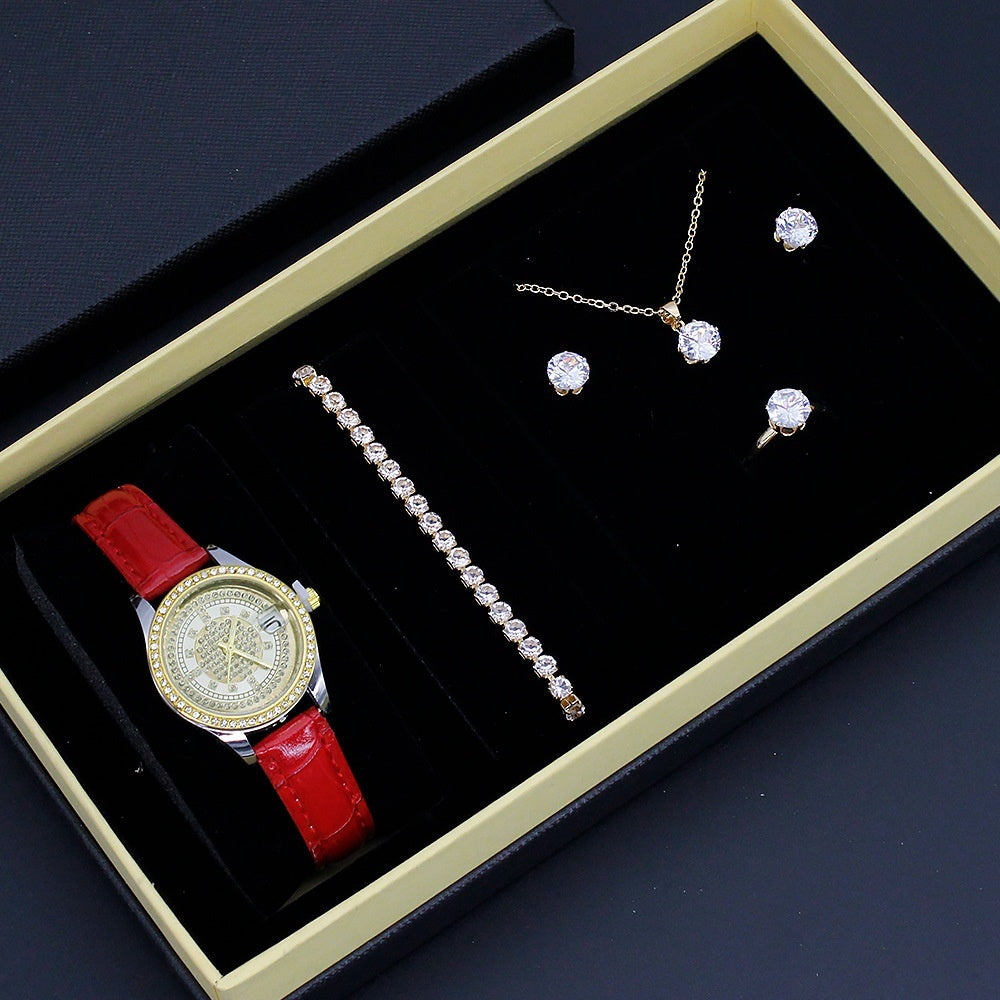 Neue Damenuhr Gut aussehendes grenzüberschreitendes Valentinstags-Uhrenschmuck-Set mit Dekoration