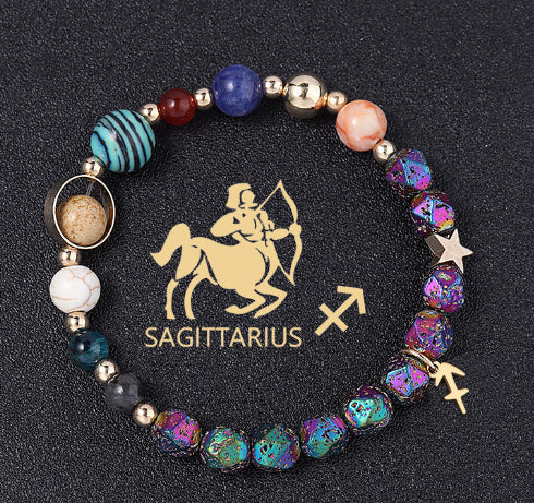 Natural Volcanic Rock Electroplating Twelve Constellations Bracelets