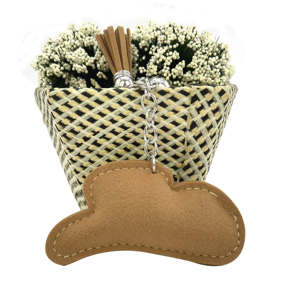 Llavero de sombrero de vaquero con diamantes de imitación y estampado de fotos