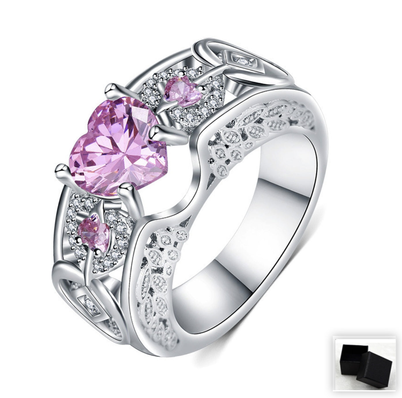 Princess Ring Heart-shaped Ruby Engagement Ring