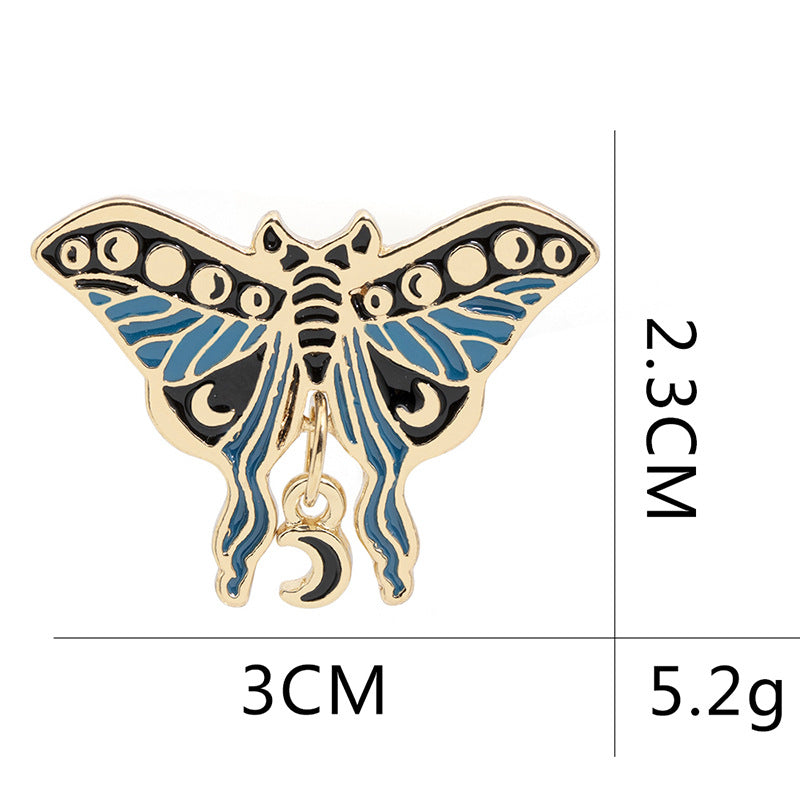 Broche de pintura con forma de mariposa y polilla con goteo de aceite creativo