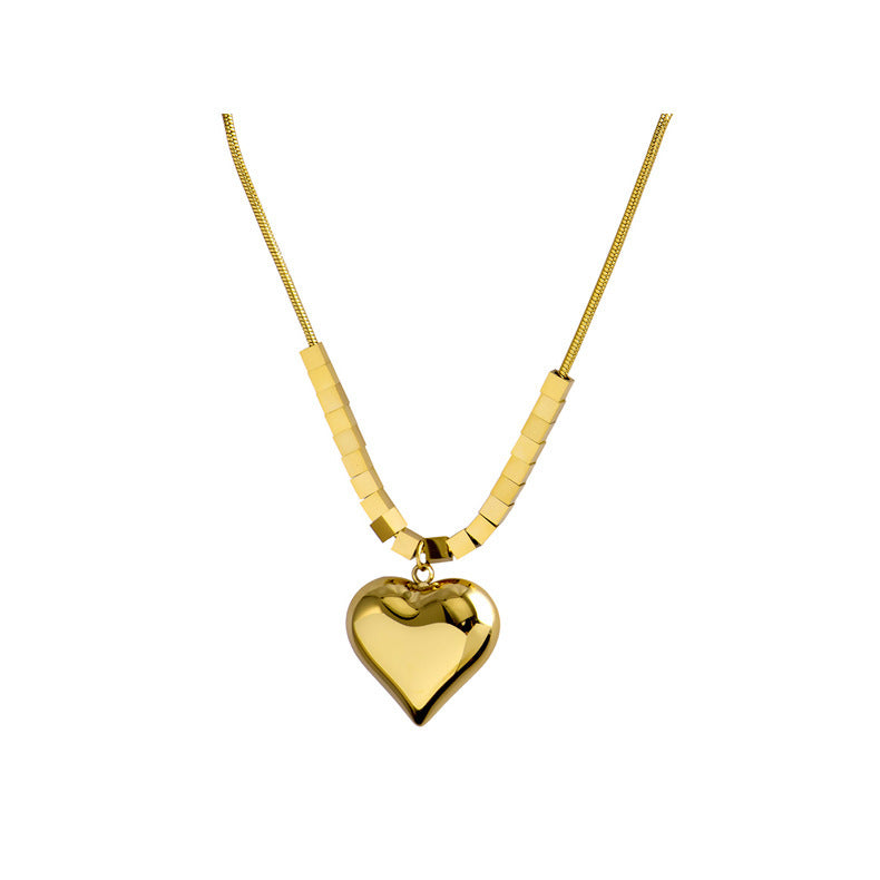 Women's Square Titanium Steel Heart Necklace