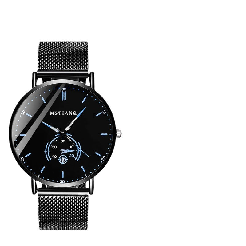 Armbanduhr Stylisch Schwarz Technologie Gürtel Raffinierter Stahl Koreanischer Lässiger Kalender