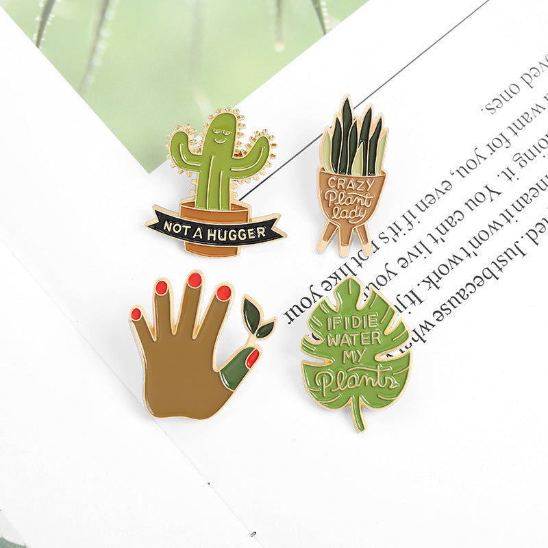 Broche Adorno con Forma de Planta Verde de Moda