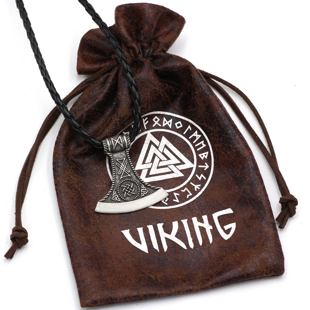 Nordische Wikinger-Symbol-Axt-Anhänger-Halskette Herren
