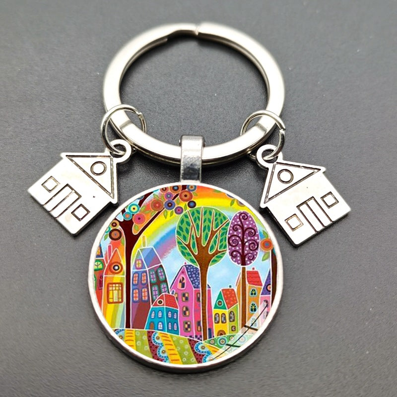 Llavero Colgante de Cristal con Letras Creativas