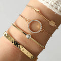 Damen 4-teiliges Strass-Armband mit runden Pfeilelementen