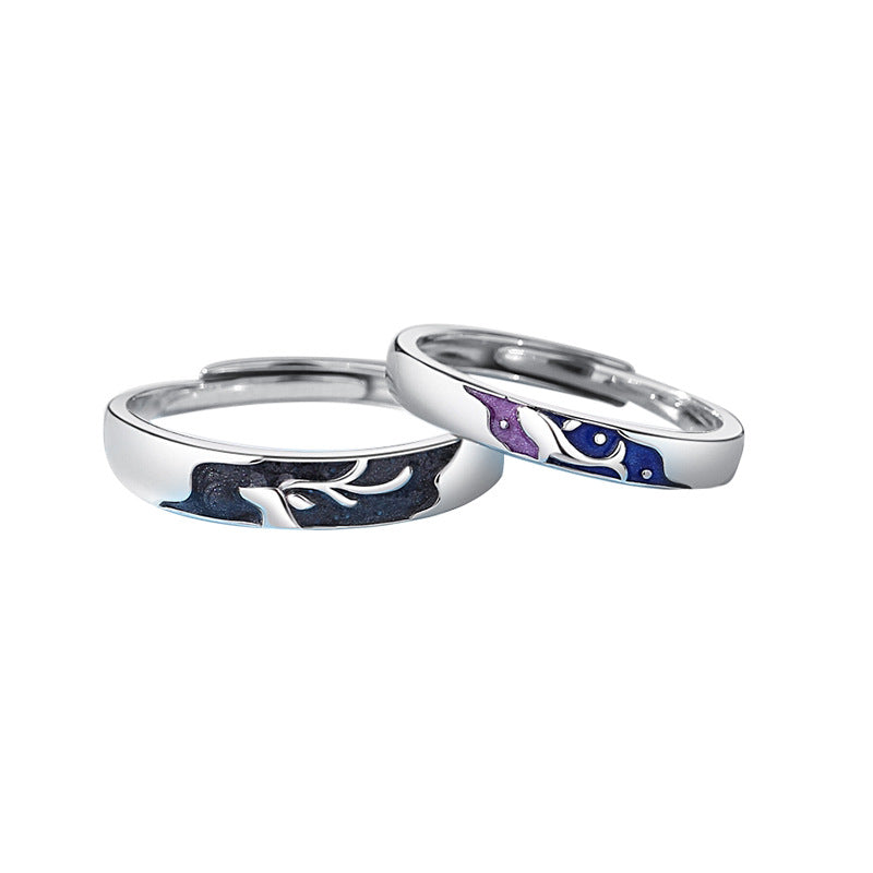 Nuevos anillos de pareja de ballenas y ciervos para mujer