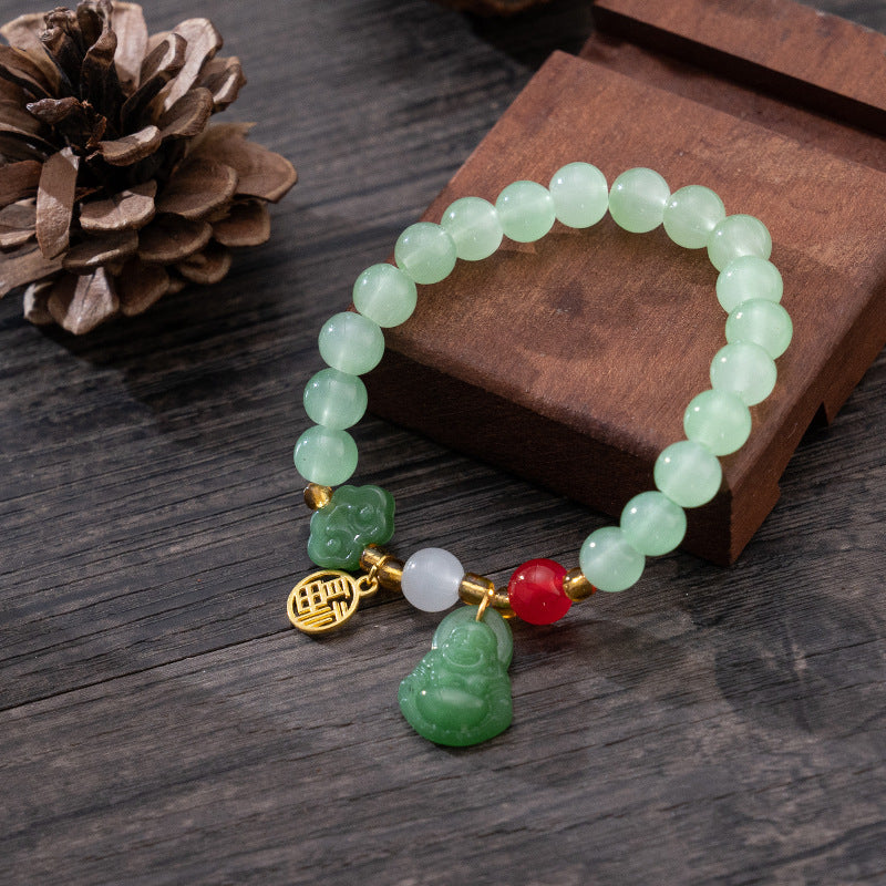 Ethnic Style Blessing Card Smiling Face Buddha Bracelet