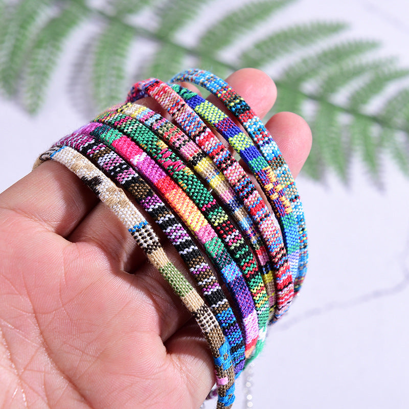 Pulsera de tobillo bohemia de cadena, de hilo, hecha a mano