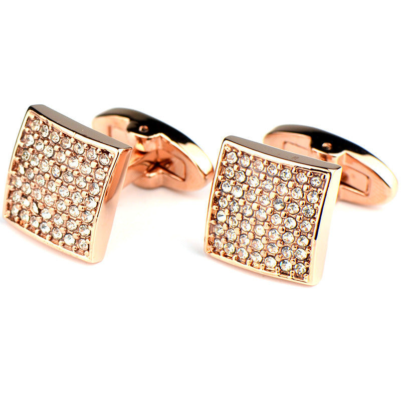 Gemelos de oro rosa "Full Diamond Precision" con diamantes blancos para puños franceses