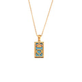 Retro beliebte Anhängerkette aus Edelstahl mit rechteckigem Drip-Zirkon-Tarot-Design