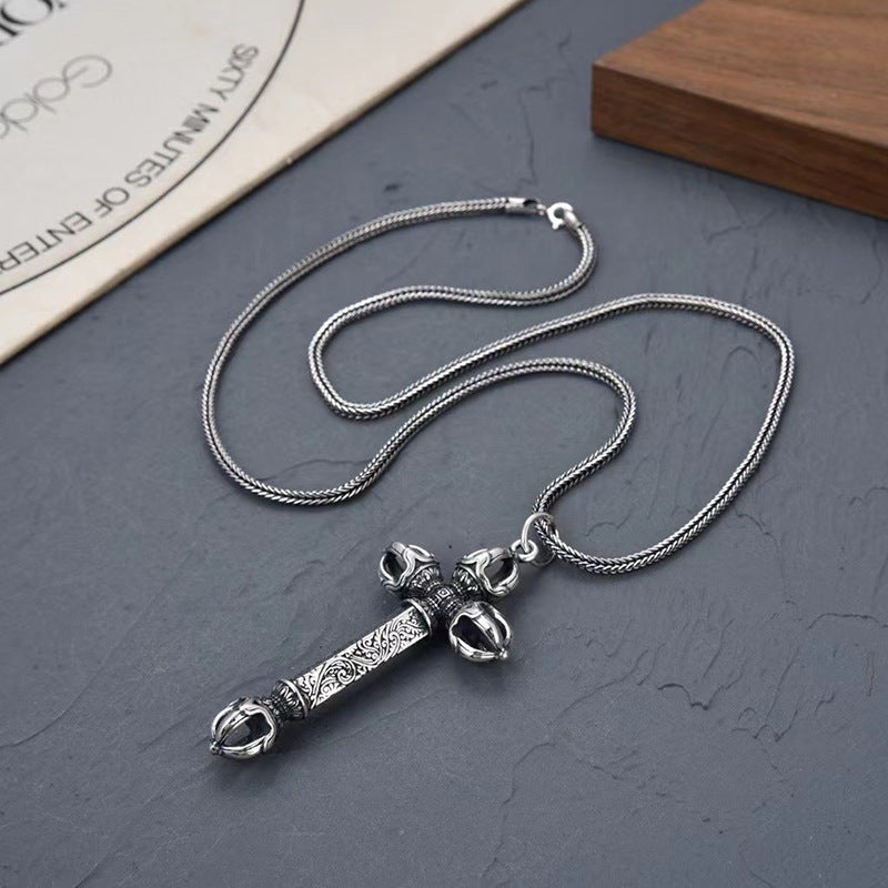 S925 Sterlingsilber Vintage Anhänger Halskette für Herren