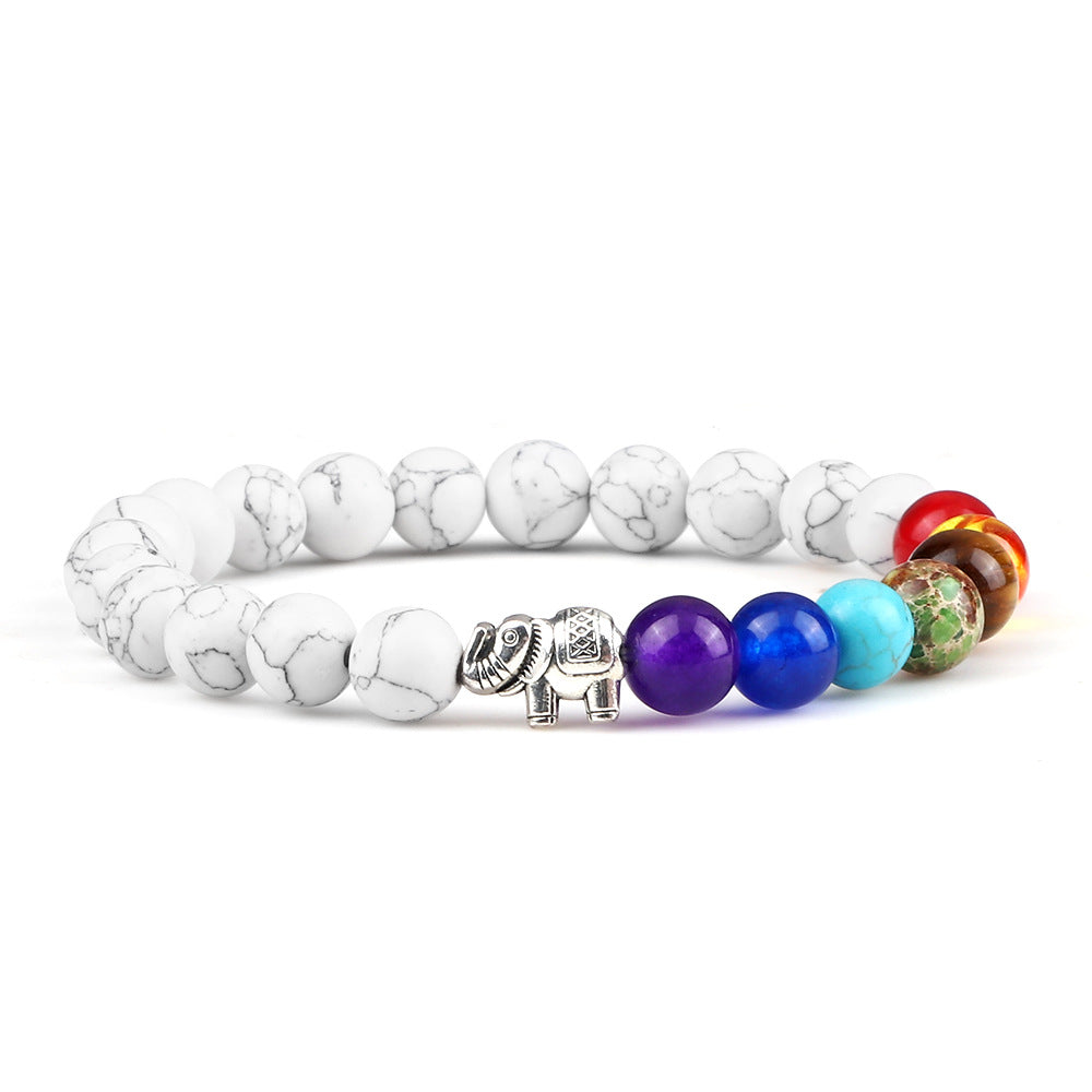 Colorful Rainbow Elephant Beads Bracelet