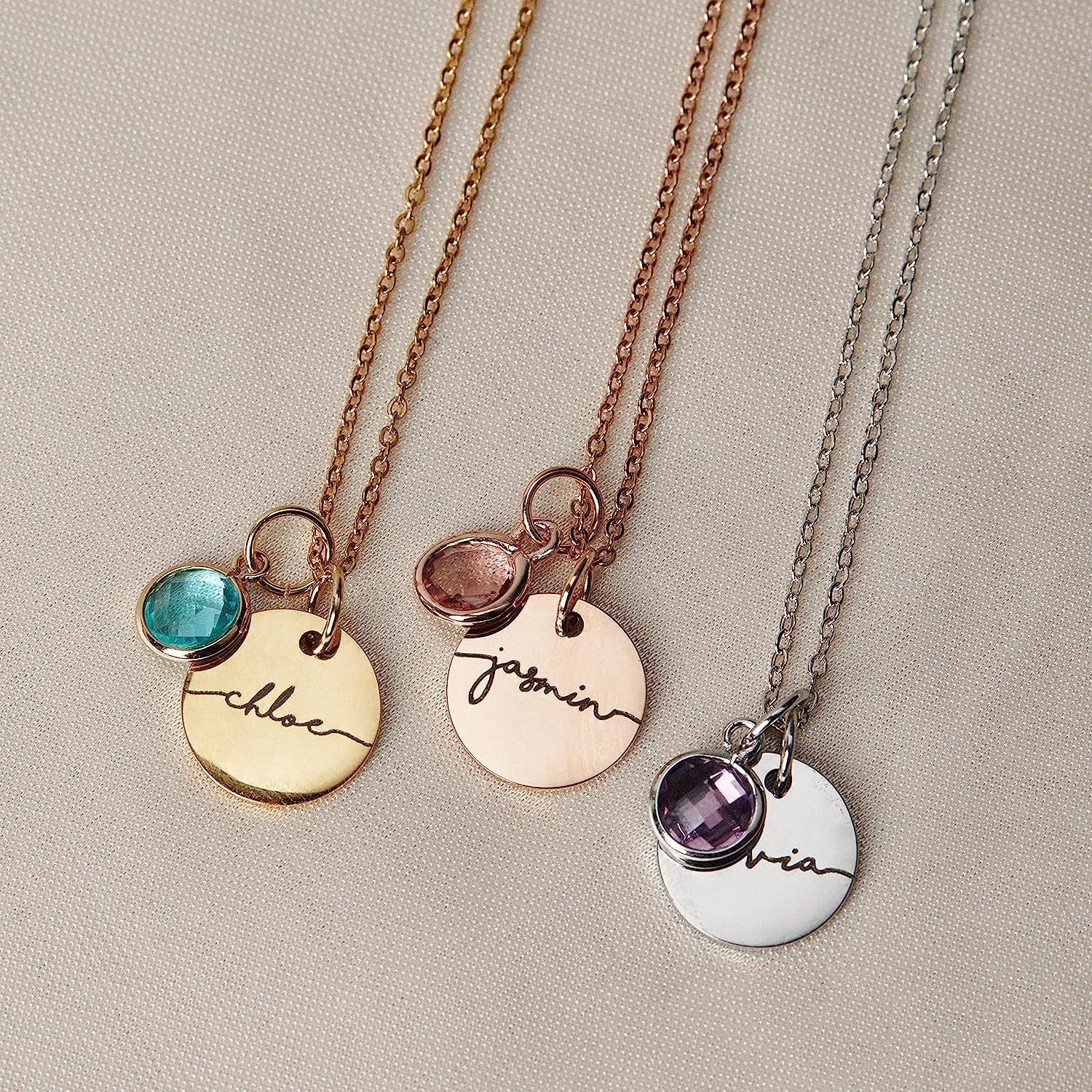 Personalisierte Namenskette mit Gravur, Geburtsstein-Anhänger, Stapelbarer Schmuck, Geburtstagsgeschenk für Frauen, Mutter, Ehefrau, Tochter, Freundin