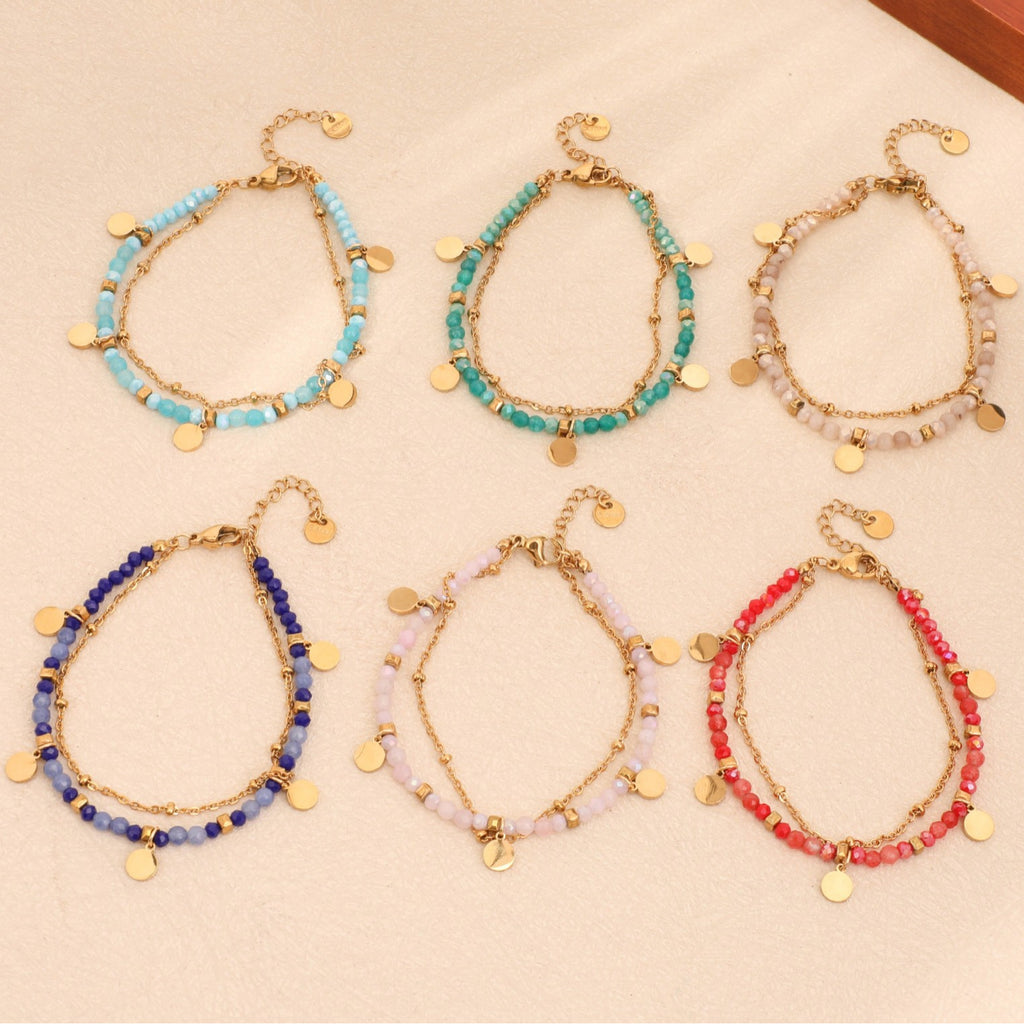 Französisches, handgefertigtes, exquisites kleines Armband mit runden Scheiben