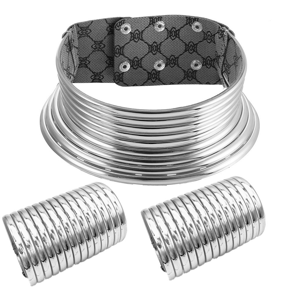 Juego de collar y pulsera tribal africano exagerado