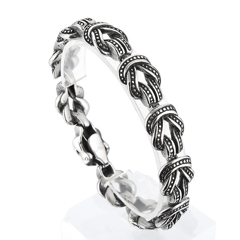 Persönlichkeit Design Trendy Retro Schwarz Titan Stahl Herren Punkt Geometrisches Armband