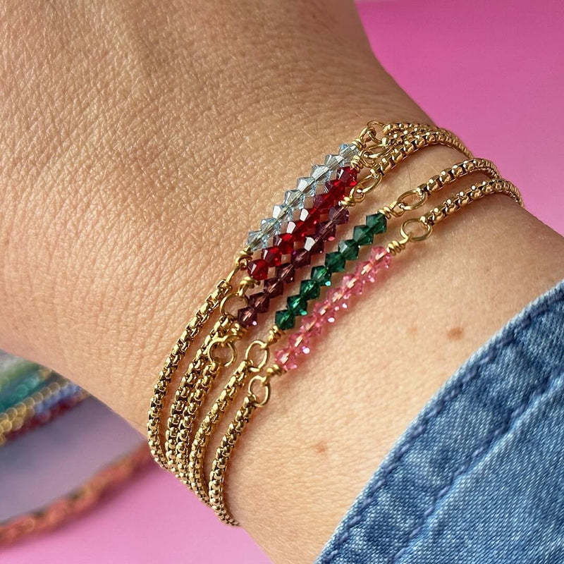 Europäische und amerikanische Perlenarmbänder mit zwölf Geburtssteinen, weibliche Farbe, 12 Geburtssteine