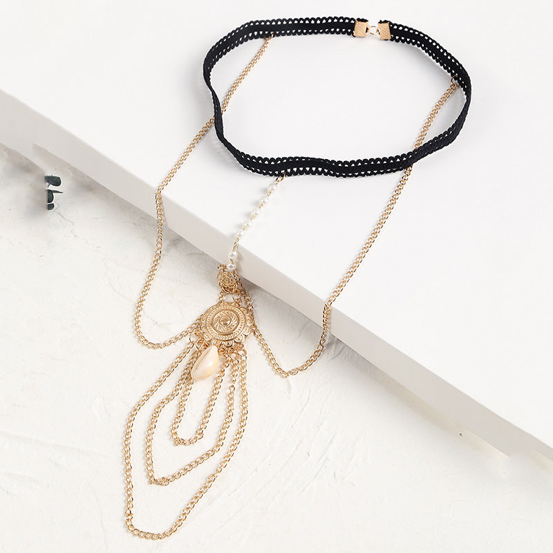 Cadena de muslo de metal con cuentas para mujer, joyería de serpiente grande