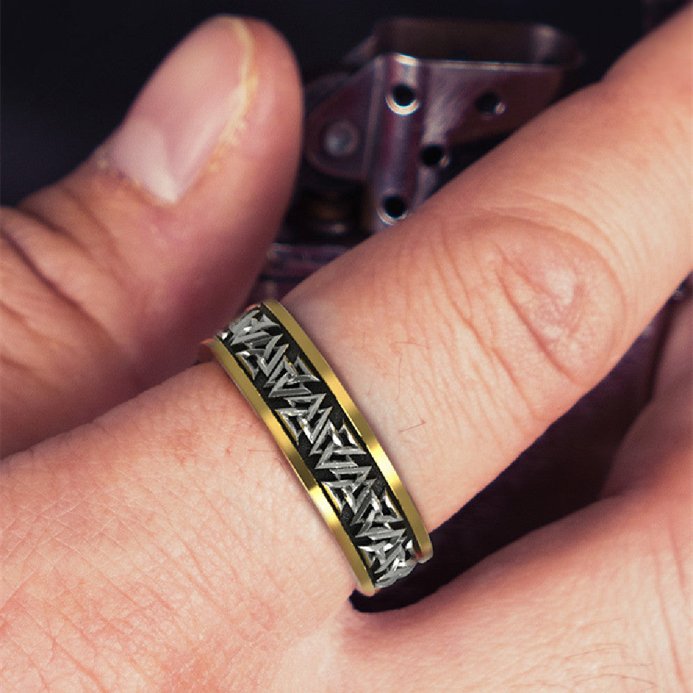 Conjunto Anillo Bronce Vikingo Plata Nudo Hombre