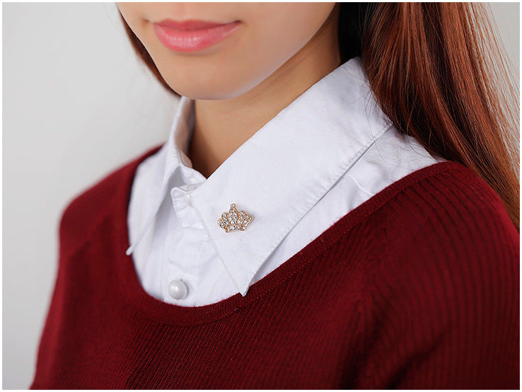 Trendy Jewelry GoldSilver Color Crown Shape Unisex's Pin Brooch For Gift Christmas