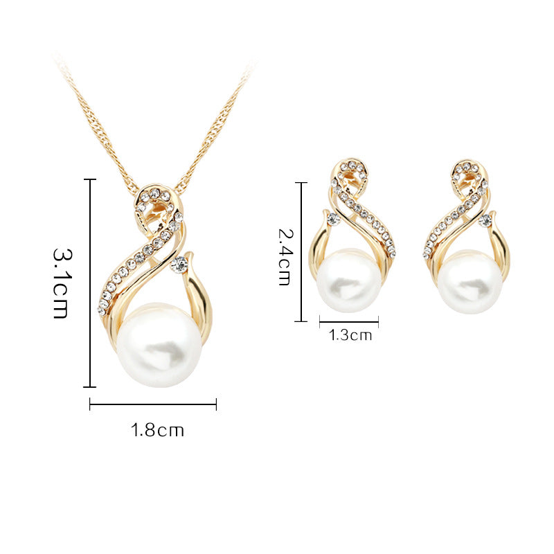 Ebay foreign trade explosion necklace, pearl necklace, earring set, Japanese and Korean popular evening necklace, bride photography accessories