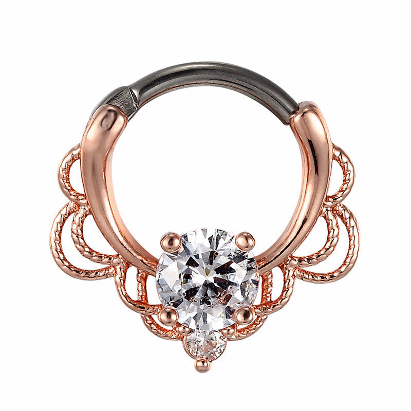 Anillo de nariz de ópalo de acero inoxidable