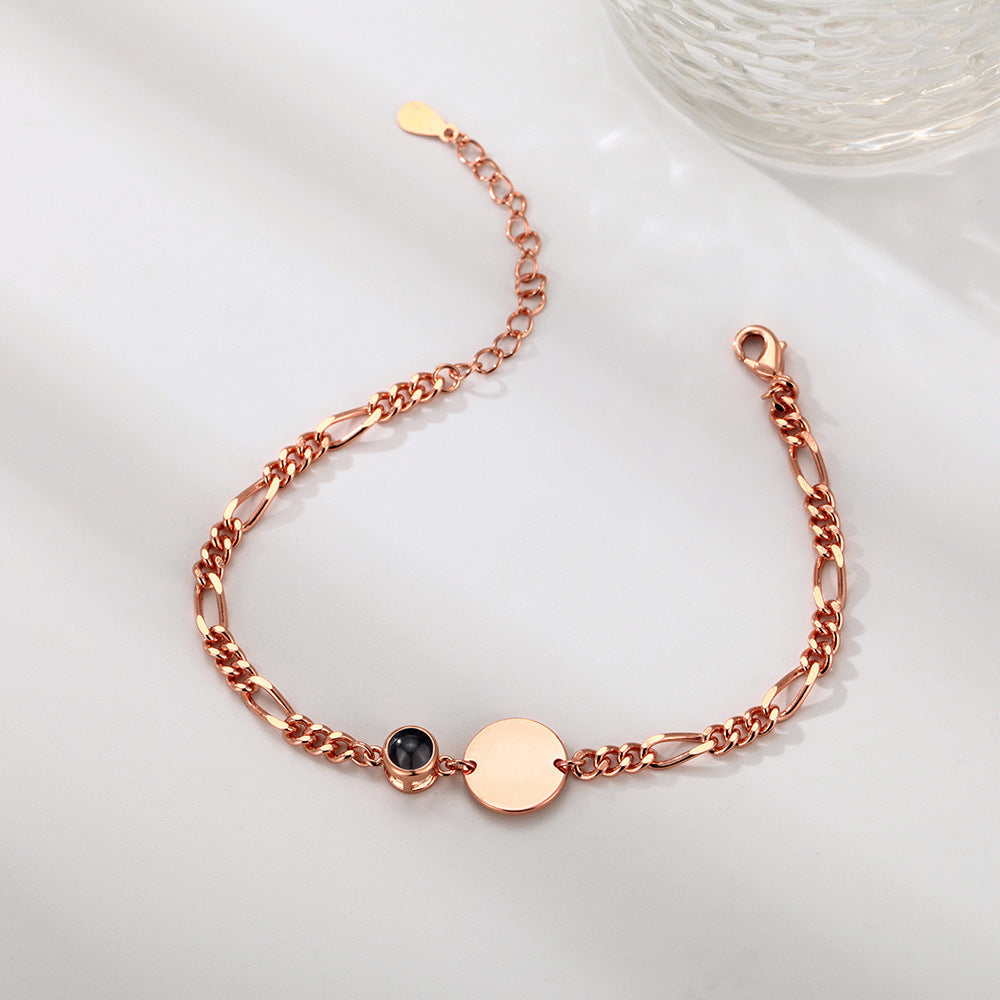 Round Brand Personalized Color Photo Projection Bracelet