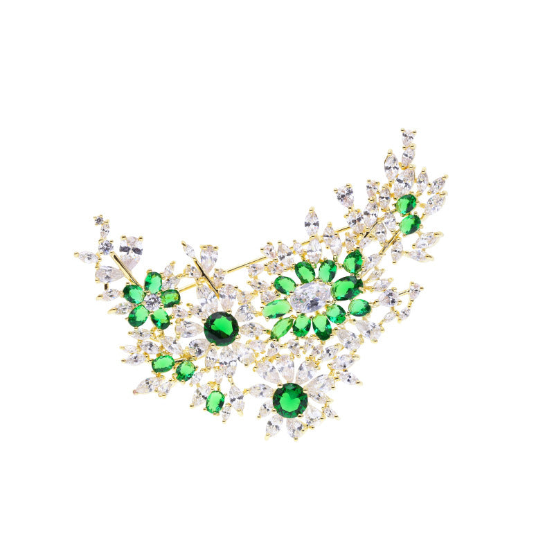 Broche de Moda de Cobre con Incrustaciones de Zirconia 3A para Mujer