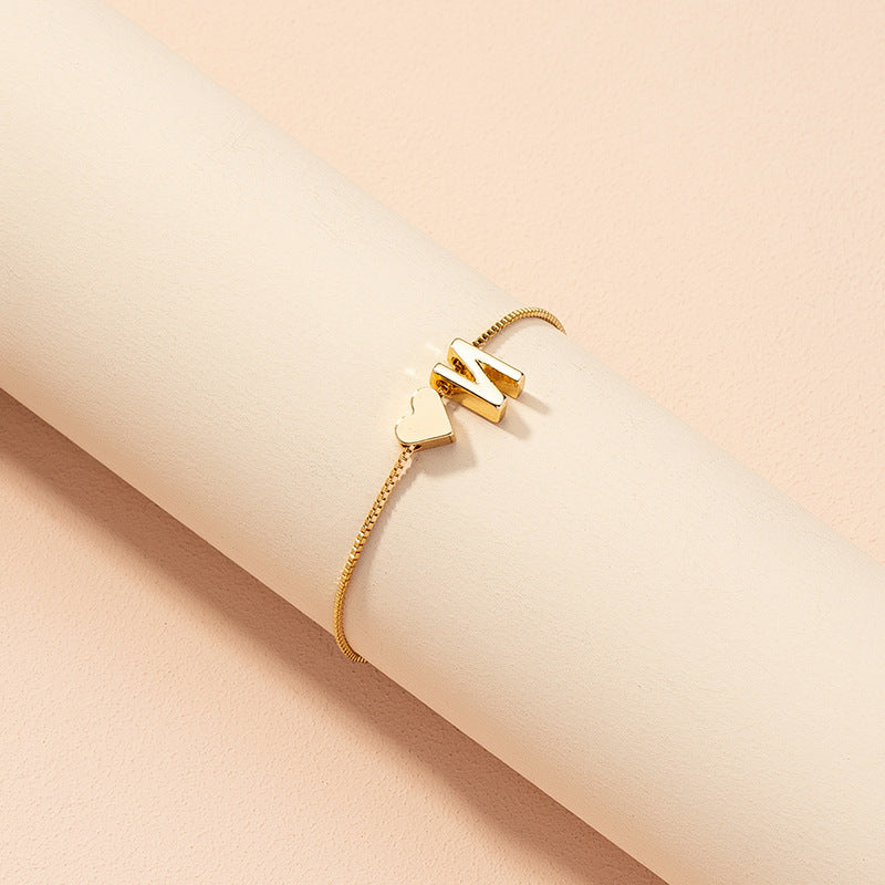 Bracelet Heart-shaped English Letters