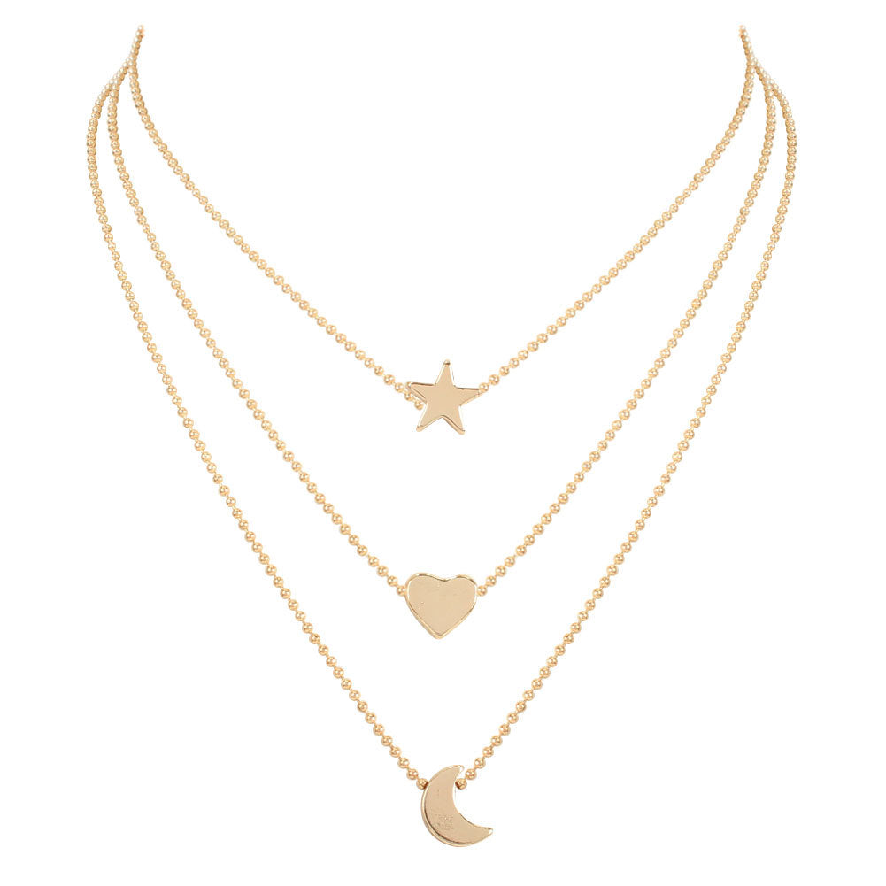 Collar con colgante de aleación de estrella y luna