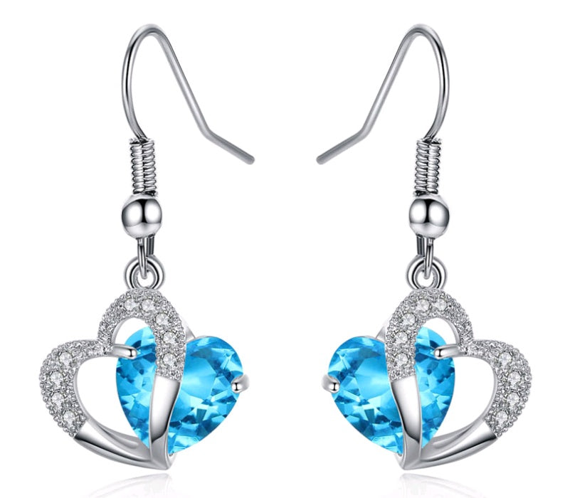 Amethyst Zirkon Herz Halskette Ohrringe Set Europäische und Amerikanische Weihnachtsgeschenke
