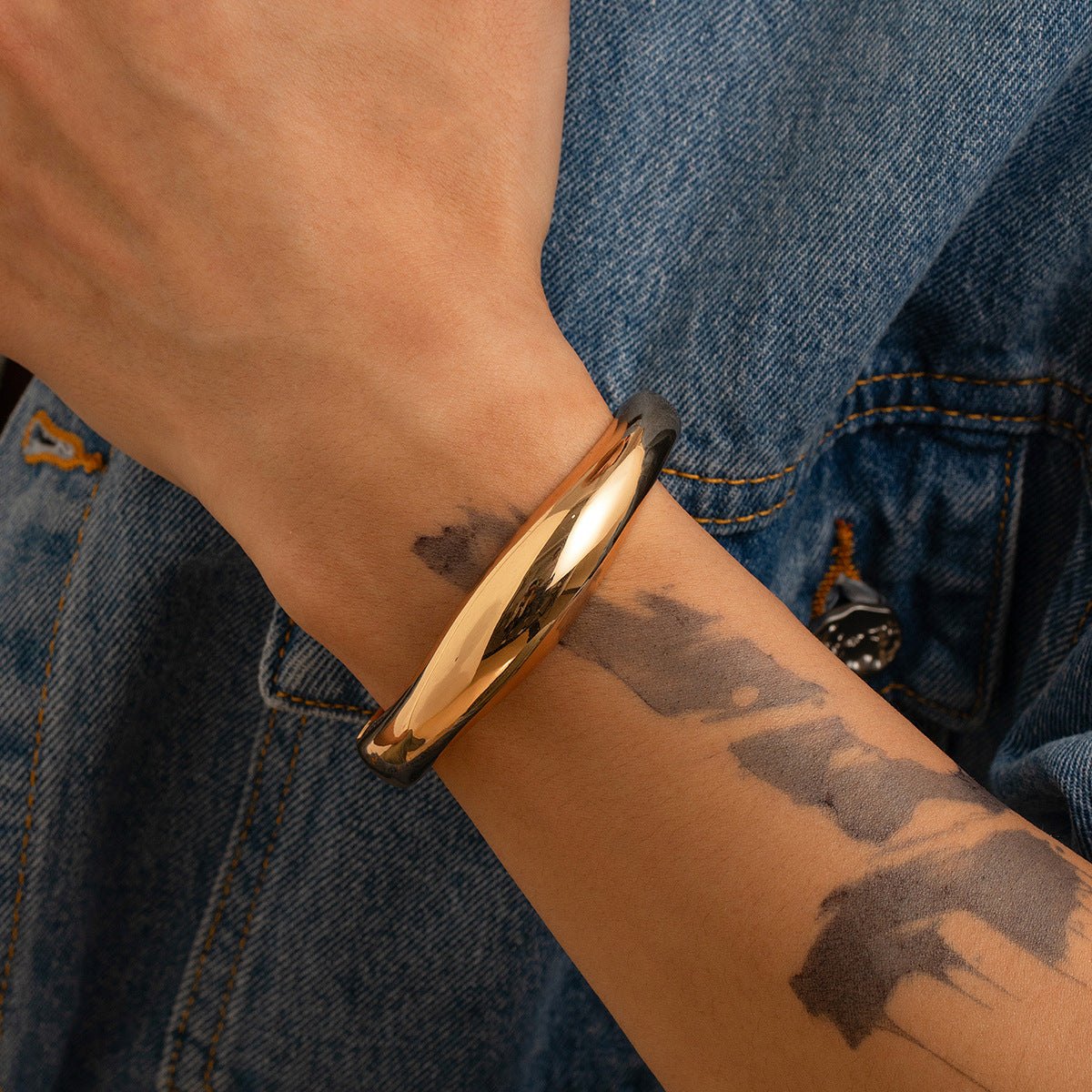 Metal Bracelet Men's Hip Hop Fashion Personality Bright Opening Irregular