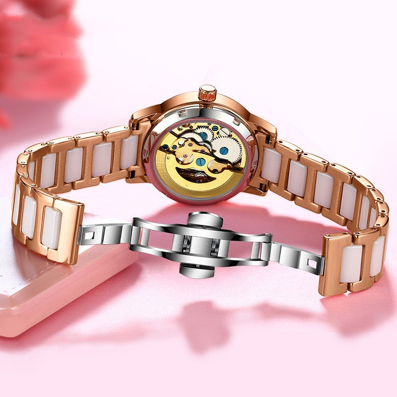 Reloj mecánico automático calado para mujer